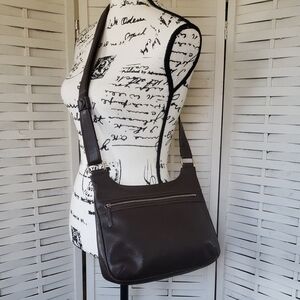 Longchamp Vintage Brown Leather Crossbody Bag